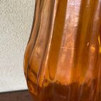 Zeer Grote Oranje Geribbelde Jaren 60 Belgische Glazen Vaas. thumbnail 10