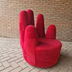 90'S Vintage Fauteuil Rode Handstoel Retro Fauteuil thumbnail 6