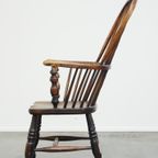 Zeer Mooie, Praktische Antieke Engelse Highback Windsor Eetkamerstoel Met Sierlijke Details thumbnail 6