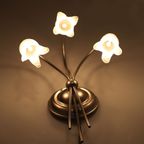 Vintage Wandlamp Massive Platinum Kleur Met Frosted Glazen Tulpen. thumbnail 5