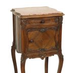 Antieke Gebombeerde Nachtkast Marmer Louis Xv Eind 19De Eeuw thumbnail 12