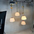 3 X Art Deco Klooster-/schoollampen – Opaline En Messing thumbnail 4