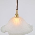 Vintage Zakdoek Hanglamp Glas Messing Verstelbaar Regency 70 thumbnail 5