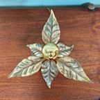 Messing Tafellamp Met Bloemen, Willy Daro, 1970 thumbnail 5