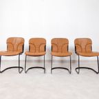 Willy Rizzo Stoelen - Cognac Leder - Cidue Italy thumbnail 4