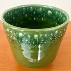 Groen Geglazuurde Bloempot Keramiek West Germany Stijl thumbnail 3