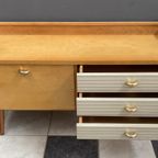 Lowboard, White Skai Fronts On The Drawers 1960S thumbnail 11