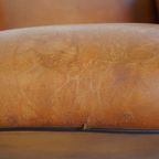 Mooie Schapenleren Design Armchair Met Een Luxe Afwerking Met Donkerbruine Biezen thumbnail 15