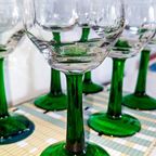6X Vintage Duitse / Moezel Wijnglazen Groene Steel thumbnail 8