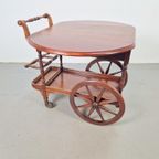 Vintage Spindle Bar Cart Hout Trolley 1970 Italië Side Table thumbnail 6