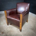 Set Van 2 Art Deco Leren Fauteuils – Origineel 1930 thumbnail 4