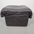 Vintage Cinna Ligne Roset Zwart Leren Voetenbank Poef France thumbnail 9