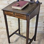 Antieke Staande Hoge Eiken Houten Lessenaar / Schrijfbureau (19e Eeuw) / Clerk Desk thumbnail 2
