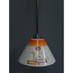 Art Deco Hanglamp Met Glazen Kap, Aan Onderzijde Open thumbnail 3