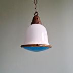 Bauhaus-hanglamp In Opaline En Blauw Gesatineerd Glas, 1920 thumbnail 3
