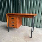 Vintage Teak Bureau Met Verlengbaar Blad Van Hmf thumbnail 8