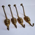 4 Vintage Lange Messing Leeuwenkop Haken Kapstokhaken thumbnail 4