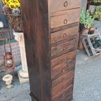Teakhouten Ladenkast, Apothekerskast, Archiefkast. thumbnail 5