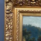 Antiek Landschap In Een Rijkelijk Vergulde Baguettelijst. thumbnail 6
