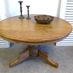 Prachtige Landelijke Ronde Eiken Tafel 120 Cm thumbnail 5