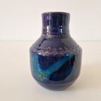 Vintage Keramiek Vaasje Blauwe Vaas Lava Glazuur thumbnail 5