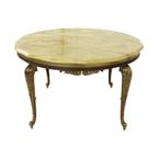 Ronde Salontafel Onyx Marmer Messing Hollywood Regency Stijl Fifties thumbnail 5