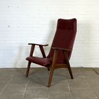 Vintage Van Teeffelen Fauteuil Bordeaux Rood Skai Leer thumbnail 5