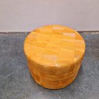 Vintage Poef Voetenbank Camel Leren Opbergbox Retro Poef thumbnail 3