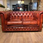 Engelse Bendic Chesterfield 2 Zits Bank In Oxblood Rood Volnerf Leer thumbnail 6