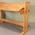Vintage Grenen Design Kantelbaar Bureau Tekentafel thumbnail 12