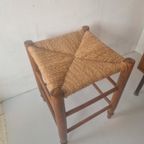Rustiek Mid Century Krukje Met Biezen Zitting thumbnail 4