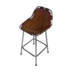 Charlotte Perriand - Bar Stool Model ‘Les Arcs’ - High Back - Leather Seating On Chrome Base thumbnail 3