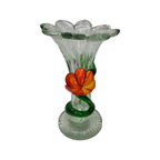 Vintage Glazen Vaas Met Bloemen thumbnail 3