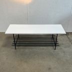 Vintage Salontafel, Wit Houten Blad Op Zwart Stalen Frame. 1970’s thumbnail 19