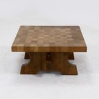 Brutalist Solid Blonde Oak Checkered Coffee Table 1970S thumbnail 3