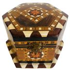 Hexagon Sieradendoosje Hout Parelmoer Inlegwerk Geometrisch Khatam thumbnail 2
