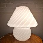Murano Witte Swirl Mushroom Lamp, Jaren 70 thumbnail 7