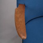Deens Design Opnieuw Gestoffeerde Blauwe Cocktail Stoel, 1960S thumbnail 14