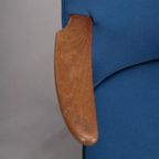 Deens Design Opnieuw Gestoffeerde Blauwe Cocktail Stoel, 1960S thumbnail 14