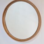 Xl Vintage Rond Spiegel Hout Kunststof Deens Mid Century ‘60 thumbnail 8