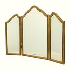 Vintage Drieluik Spiegel Bladgoud Verguld Hollywood Regency 86Cm thumbnail 4