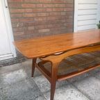 Vintage Teakhouten Salontafel Met Vlechtwerk thumbnail 2