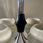 Lamp Art Deco 1930 Frans Chroom 4 Arms Licht Gele Schalen thumbnail 6