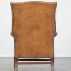 Klassieke Vintage Rundleren Engelse Chesterfield Oorfauteuil In Een Lichte Cognac Kleur thumbnail 6