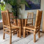 Vintage Boho Bamboe Eetkamerset - Eettafel Met Stoelen thumbnail 10