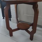Vintage Bijzettafel Salontafel Rond Bruin Eiken thumbnail 3