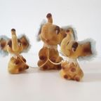 Jaren 70 Olifant Bevlokte Olifant Familie Vintage Speelgoed thumbnail 3