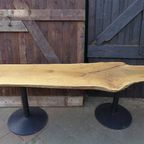 Prachtige Eiken Boomstam Tuintafel Eettafel Sidetable thumbnail 2