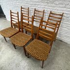 6X Vintage Houten Eetkamerstoelen Met ‘Ladder’ Rugleuning thumbnail 2