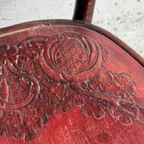 Set Van 4 Rode Houten Stoelen Door Jacob & Josef Kohn Uit Oostenrijk 1900 thumbnail 7